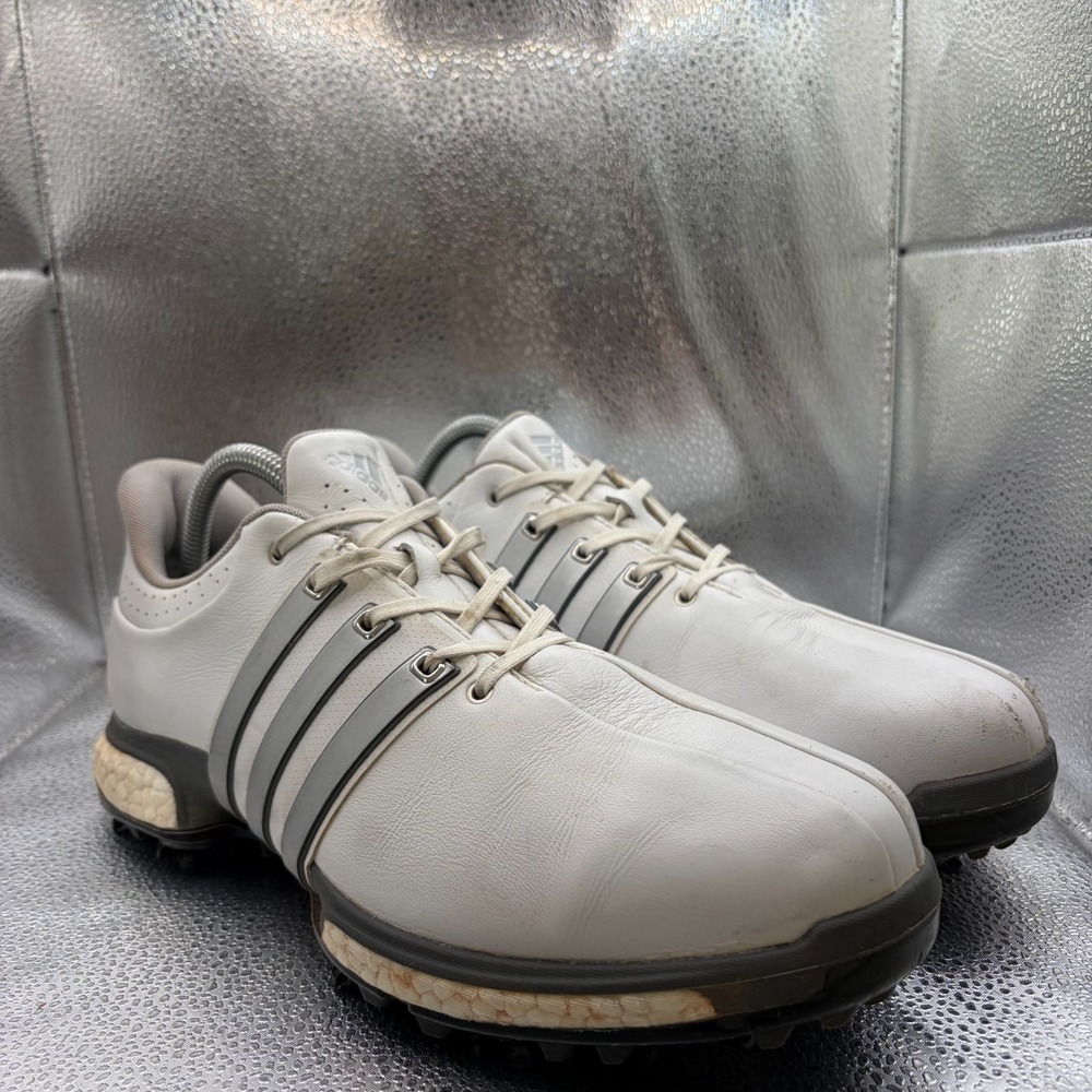 Size 8.5 Adidas Tour 360 White Mens Leather Lace-Up Comfort Golf Shoes F33249